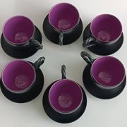 Set of six cups and their saucer in ceramic Monica Ceram Vallauris.