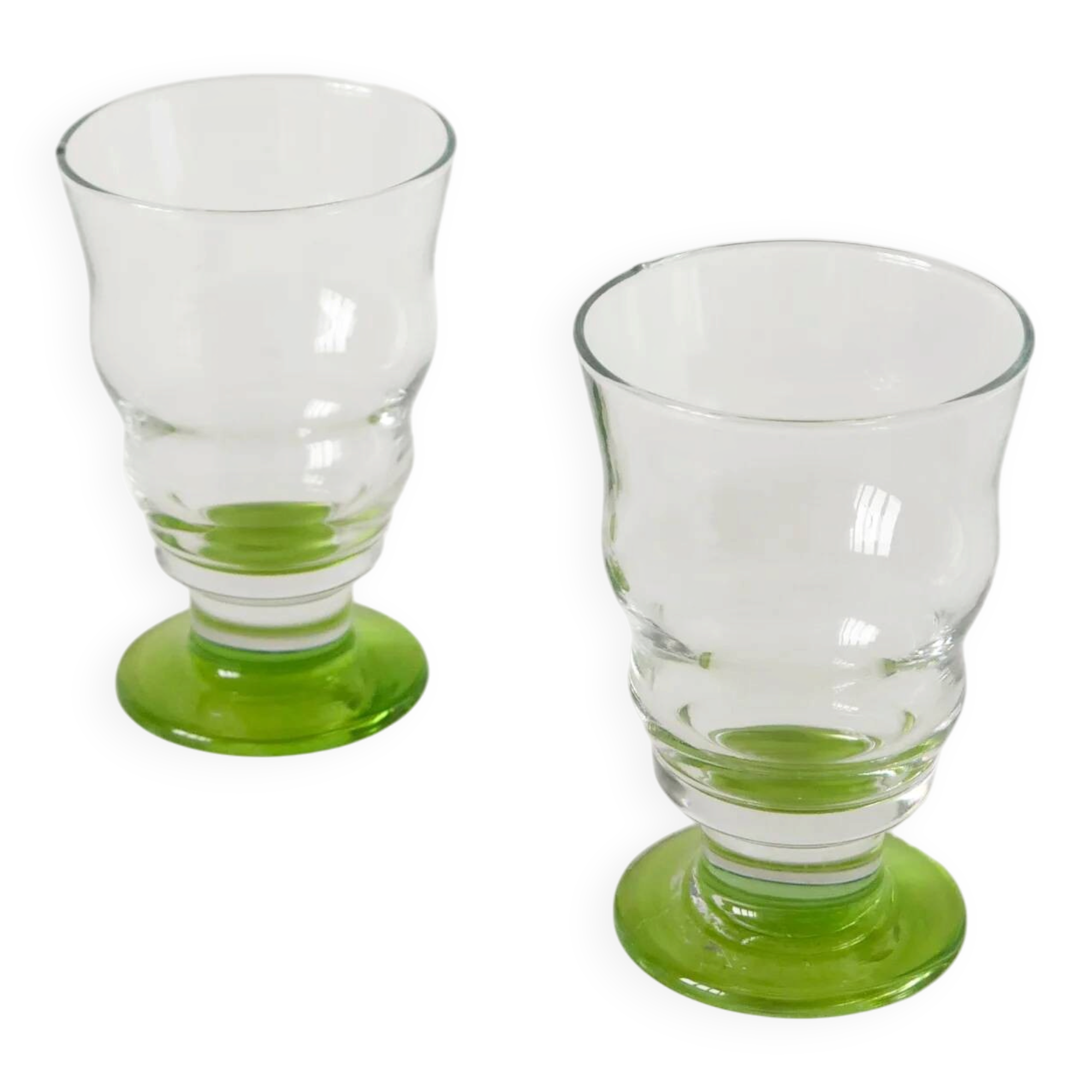 Duo de verres à vin, vert pomme, 1980