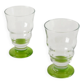 Duo de verres à vin, vert pomme, 1980