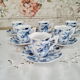 Set of 6 coffee cups and 6 sub-cups in white earthenware blue floral décor