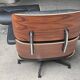Fauteuil et ottoman Charles Eames en bois de palissandre et cuir