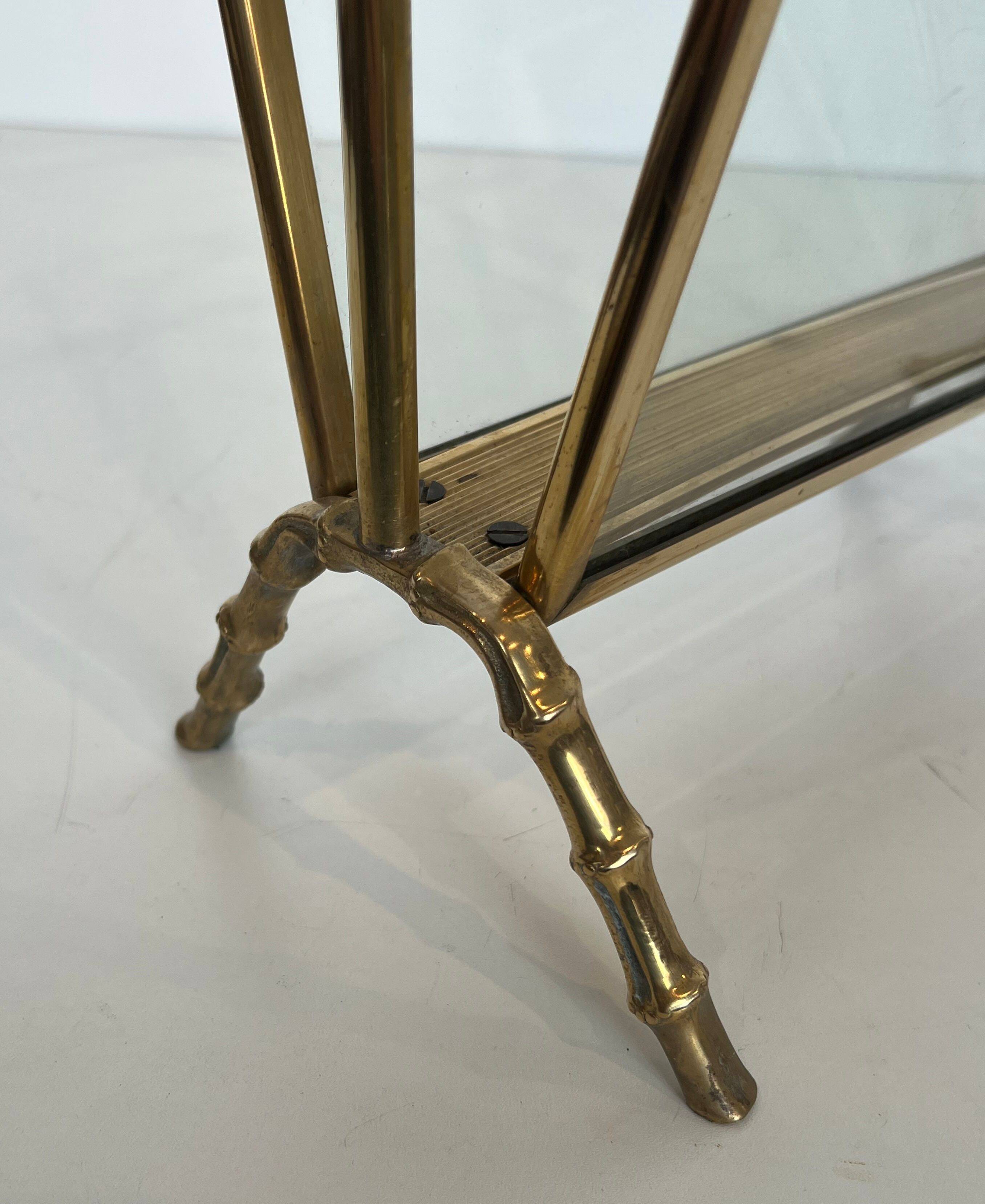 Bronze and brass faux-bamboo magazine rack by the Baguès house.