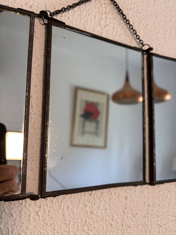 Miroir vintage 1930 triptyque barbier coiffeur danseuse jeune femme