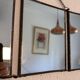 Vintage 1930s triptych mirror depicting a barber, hairdresser, and young dancer