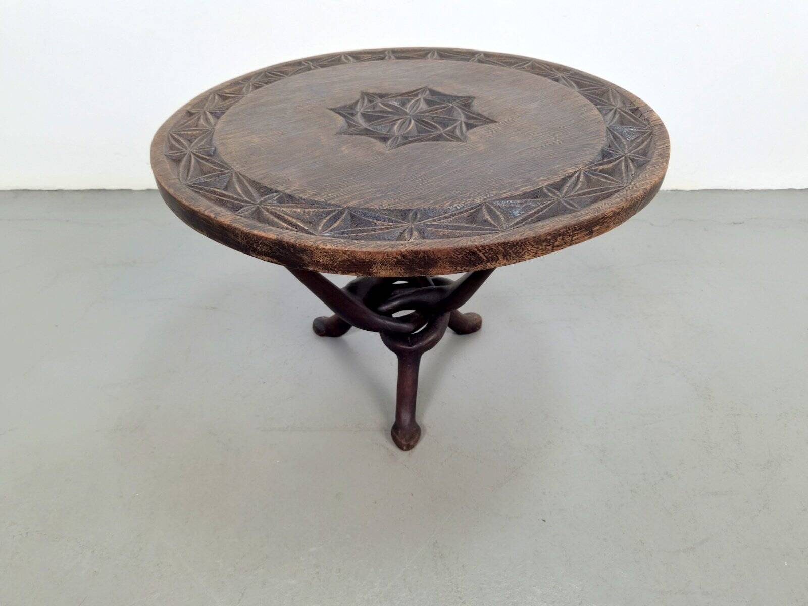 Vintage African Handmade Wooden Folding Table, 1960s