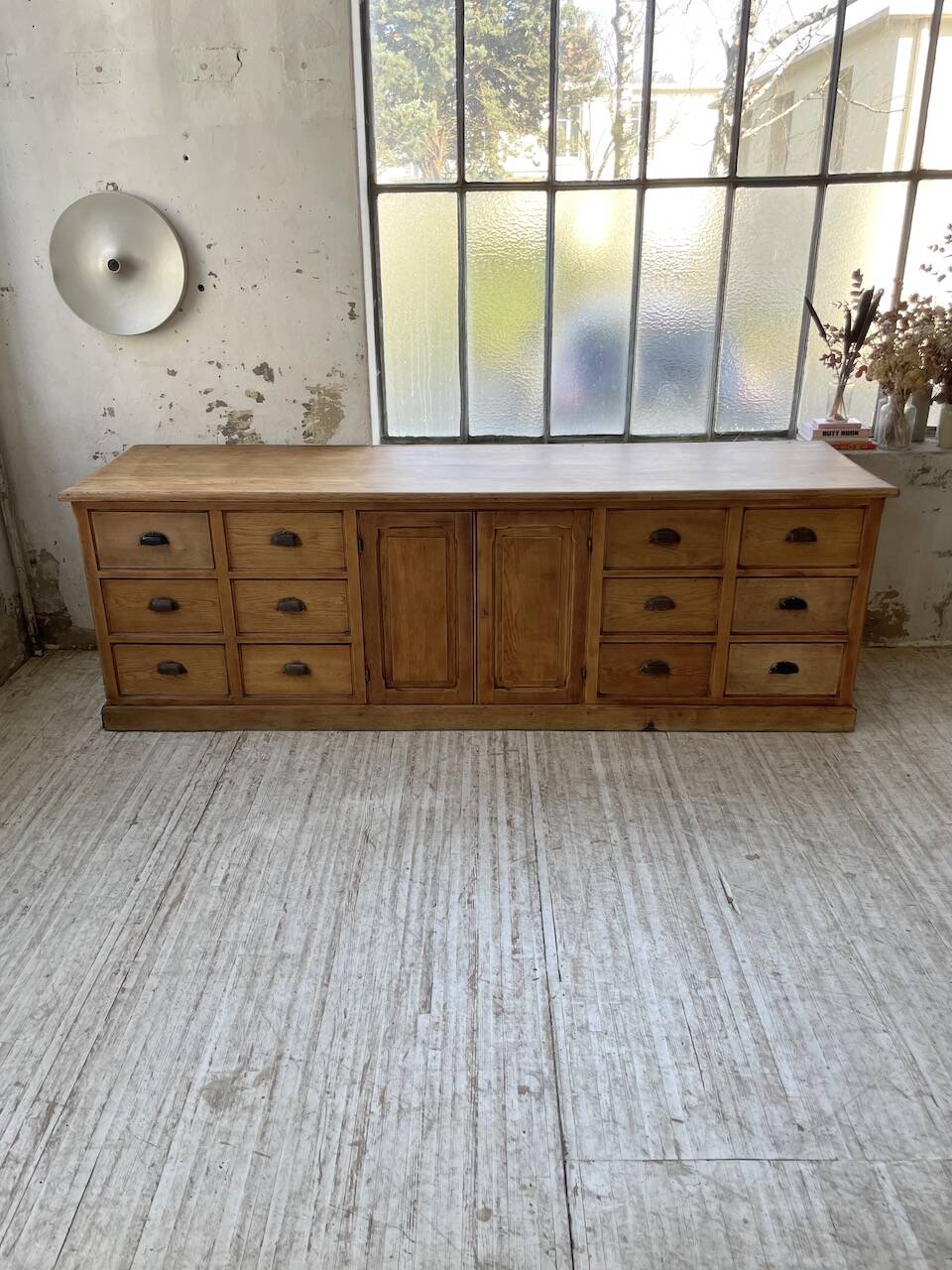 XXL solid oak counter sideboard