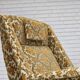 1970s, Danish highback armchair, Brown/beige furniture fabric, teak wood.