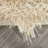 Tapis vintage en laine neutre beige ivoire 3x7, 112x223 cm SK 70381