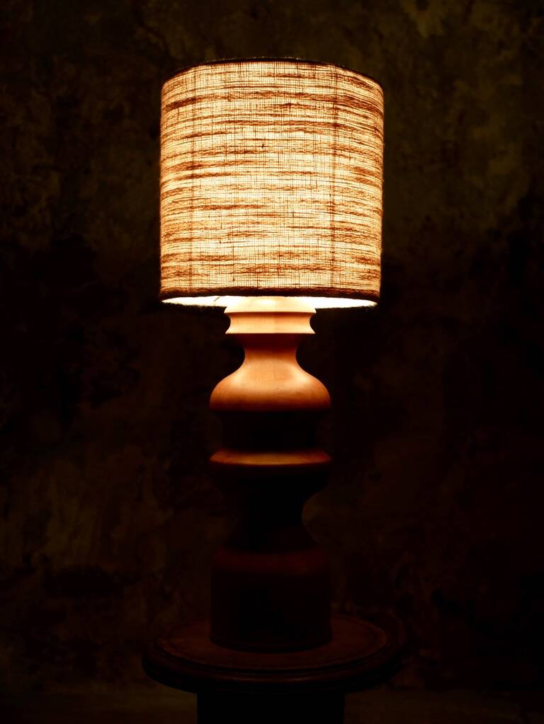 Large turned wooden lamp base, French work, 1960s