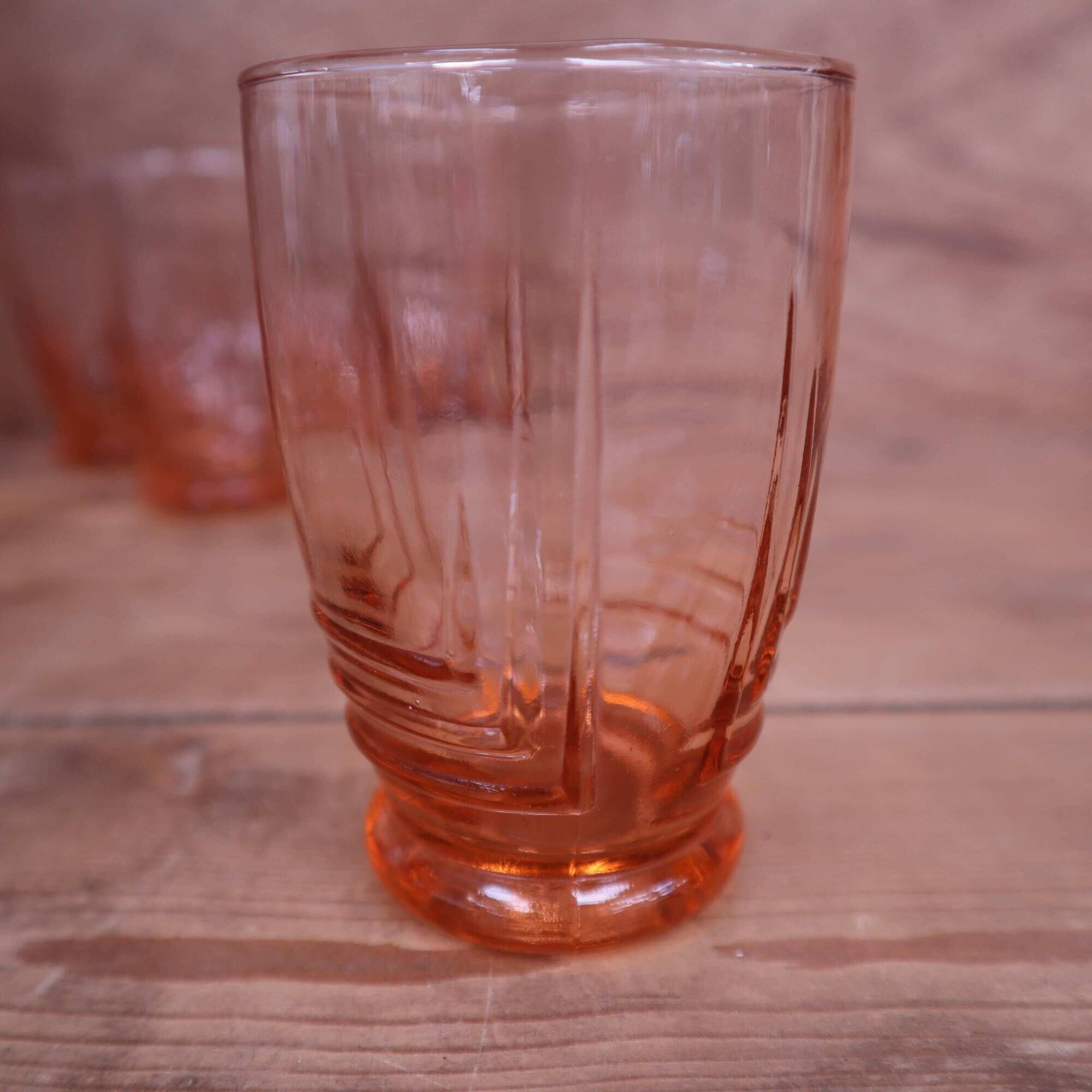 Lot 6 anciens verres à eau vieux rose années 1950
