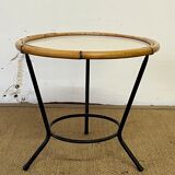 Round rattan side table