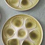 Lot of 8 vintage oyster plates moulin des loups - sage green - fran
