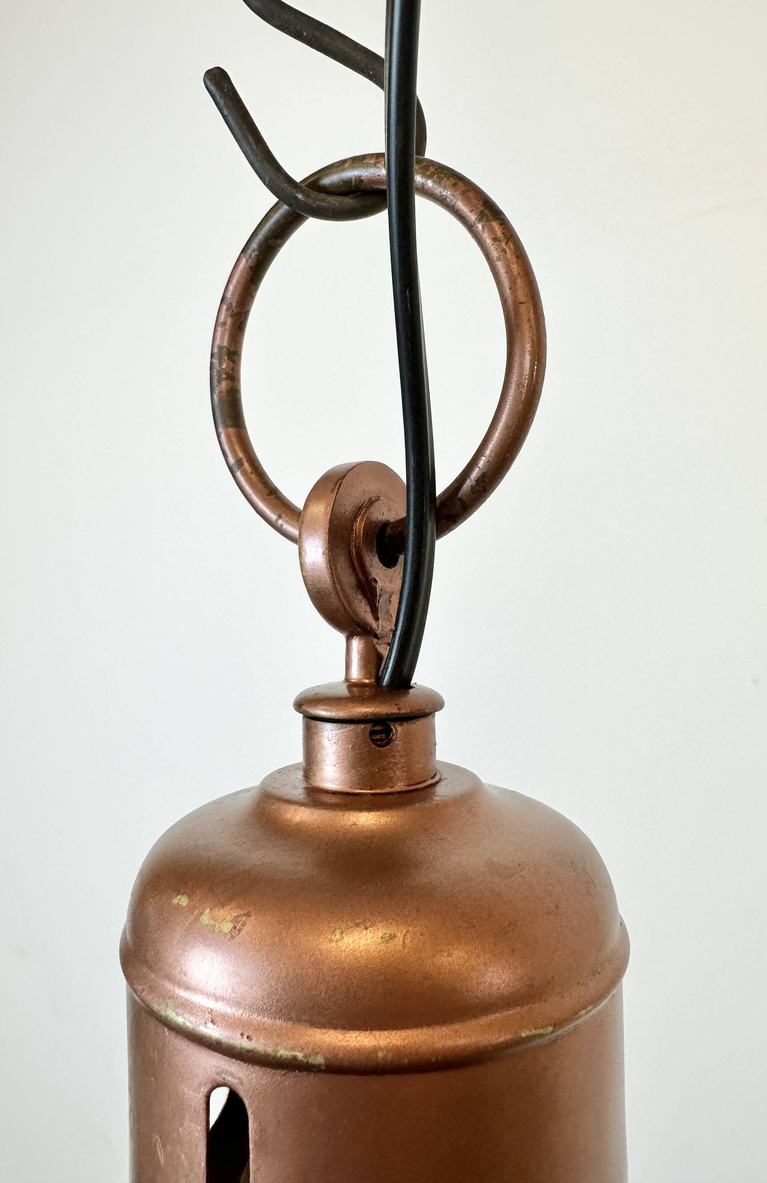 Industrial Italian Black Enamel Factory Lamp with Iron Top, 1950s