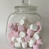 Confectioner's jar, marshmallows and caramels