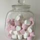 Confectioner's jar, marshmallows and caramels