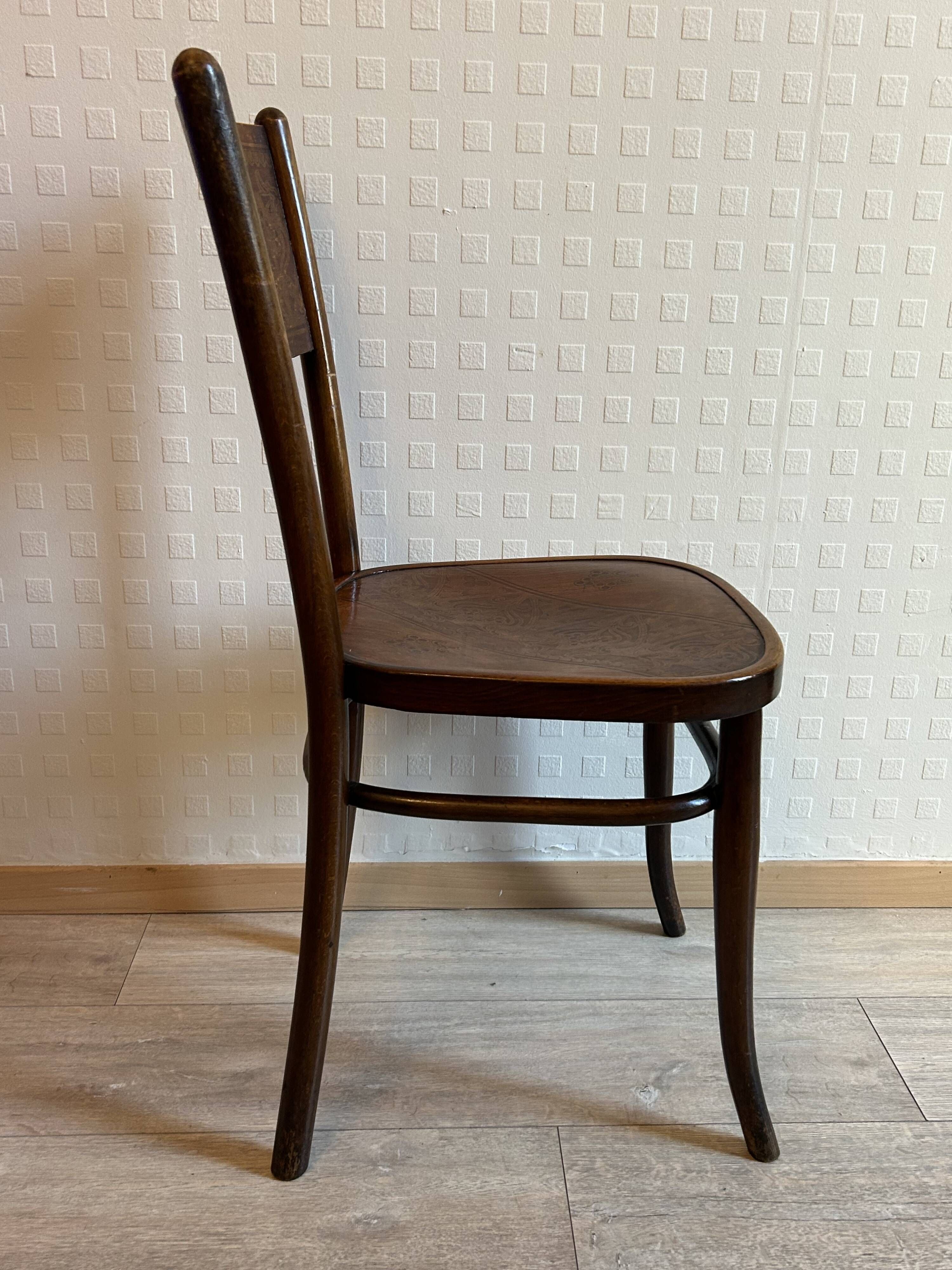 6 antique chairs Jacob & Josef Kohn – Vienna – Decorated bent wood – Style