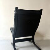 Siesta Scandinavian armchair in black leather by Ingmar Relling, designed in 1970