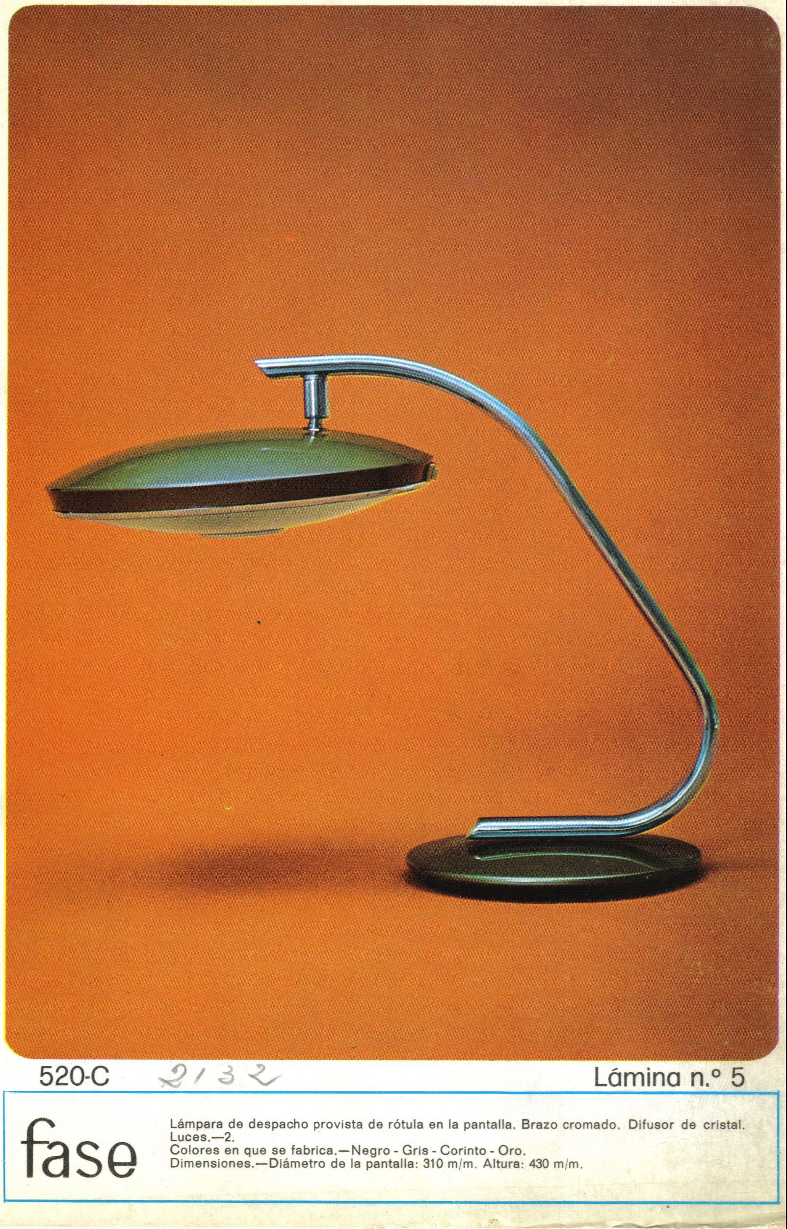 Fase 520 desk lamp by Luis Pérez de la Oliva, 1970s, Spain.