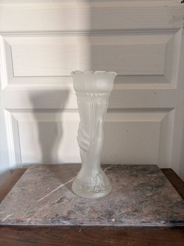 Ancien Vase Verre Moulé LEGRAS Art Déco Main Flambeau Vintage