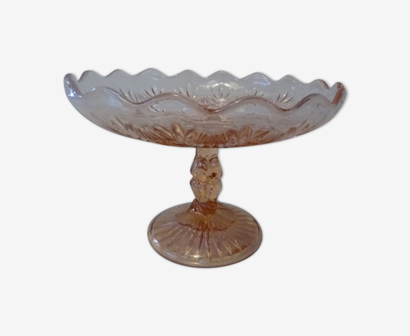 Compotier coupe à fruit verre moulé rosaline art deco