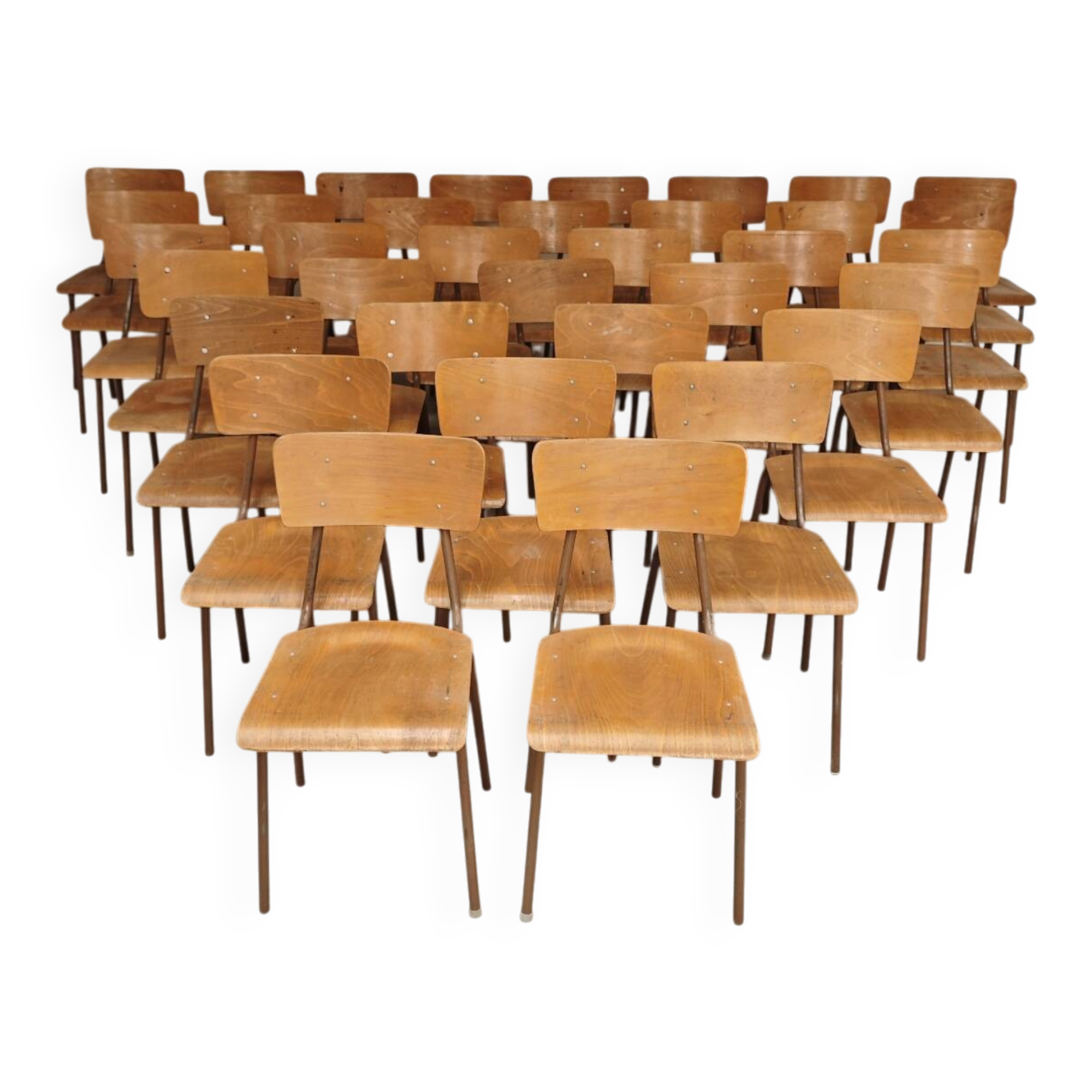 Lot de 35 chaises d'école tchèque Kovona style bistrot des