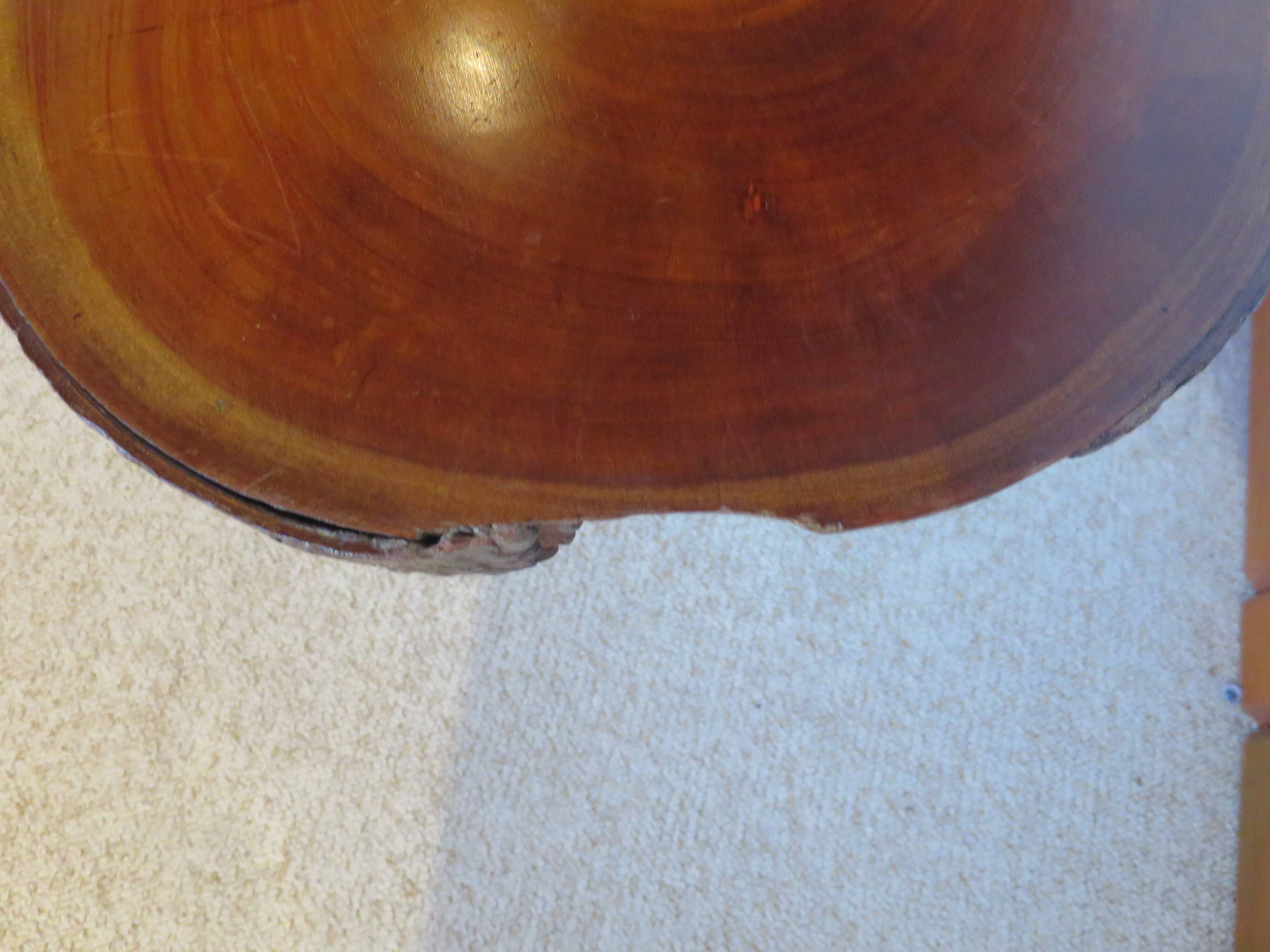 Tripod coffee table - solid okoumé wood - organic shape - brutalist style