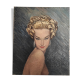 Painting portrait nude woman oil on cardboard years 30 40 signed