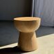 Side table or stool with a semi-spherical top in beige mango wood H50 D45