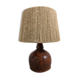 Vintage varnished stoneware lamp and jute rope