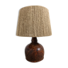 Vintage varnished stoneware lamp and jute rope