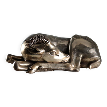 Sculpture ancienne d’antilope plaquée argent F.lli Raddi XX Century