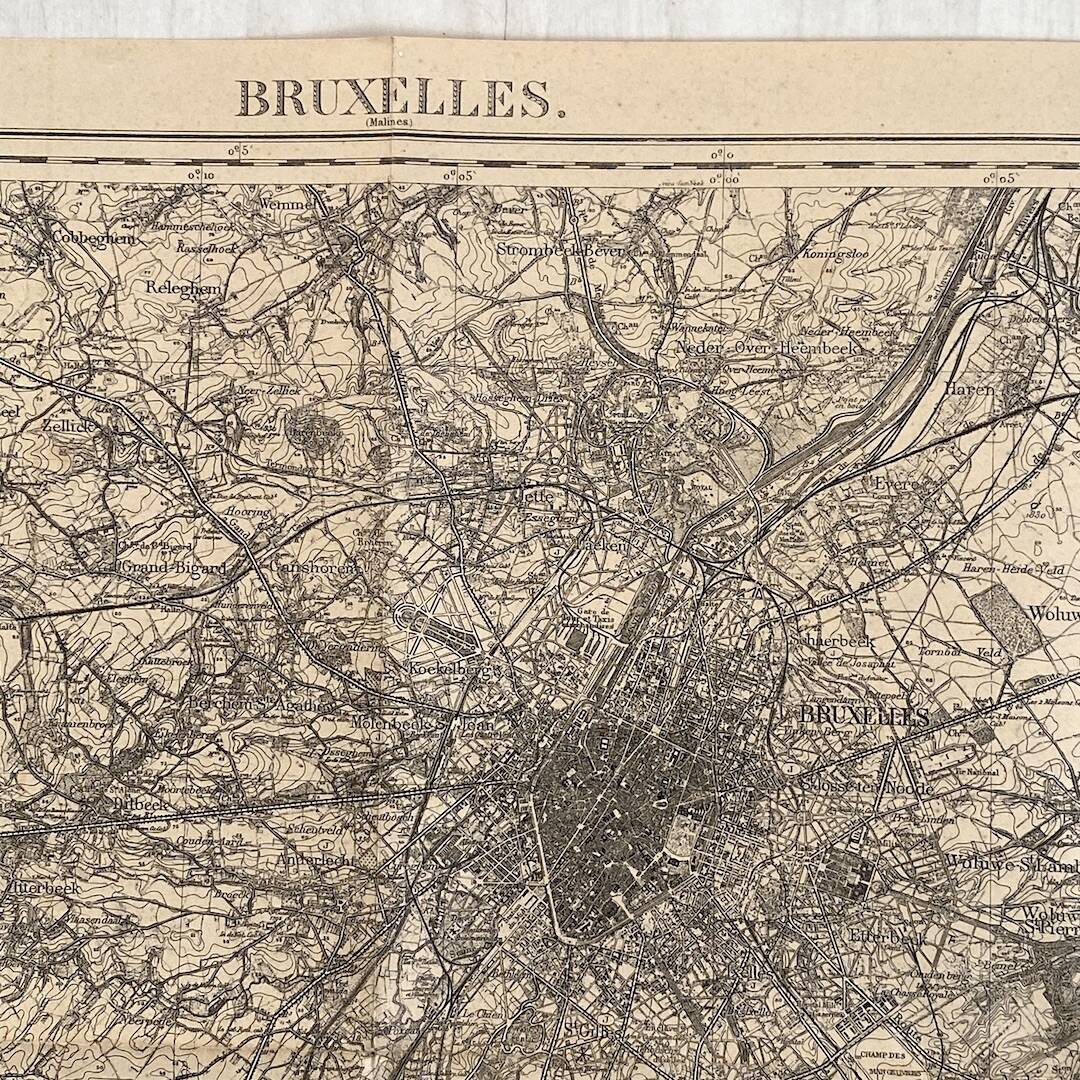Vintage 1914 Brussels surroundings map