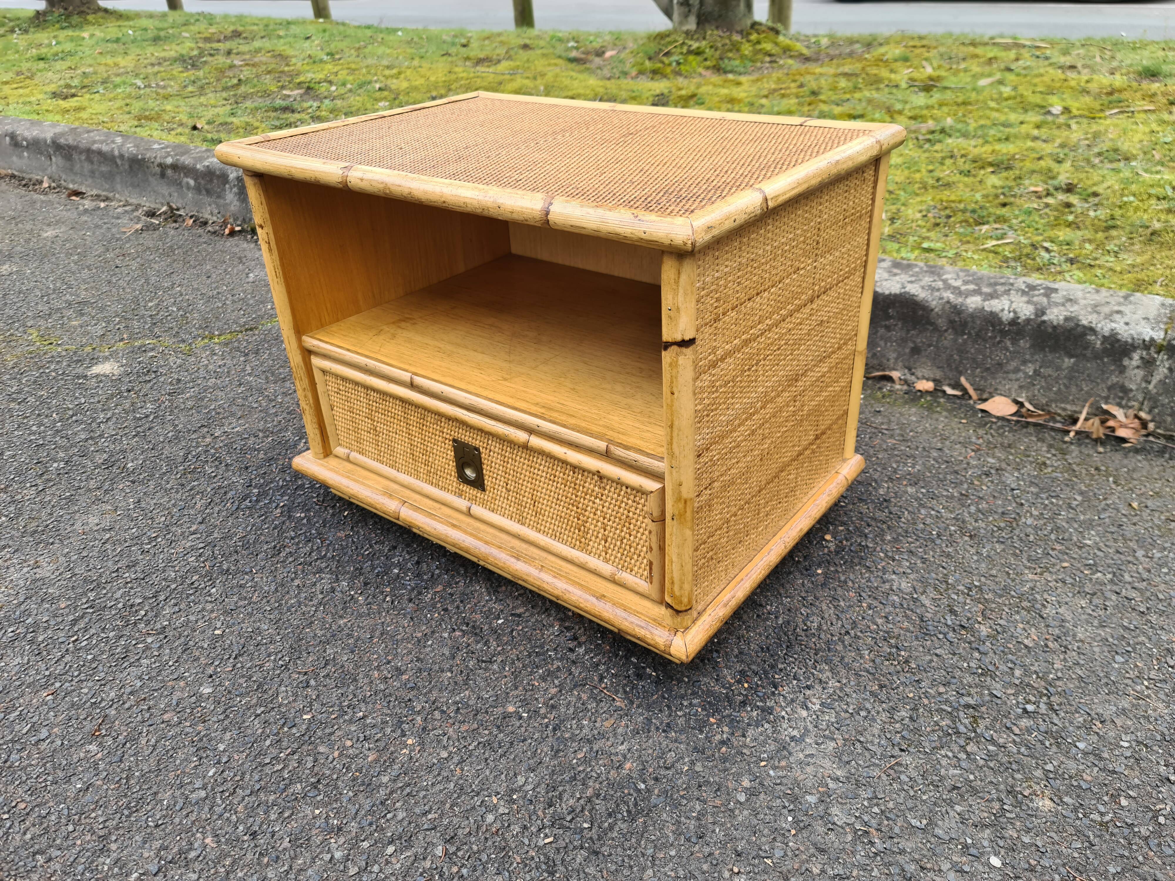 Bedside Dal Vera rattan Vintage bamboo 1980