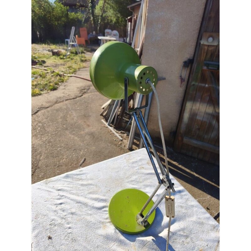 Lampe vintage métal vert et chrome
