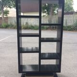 Pair of black lacquered bookcases