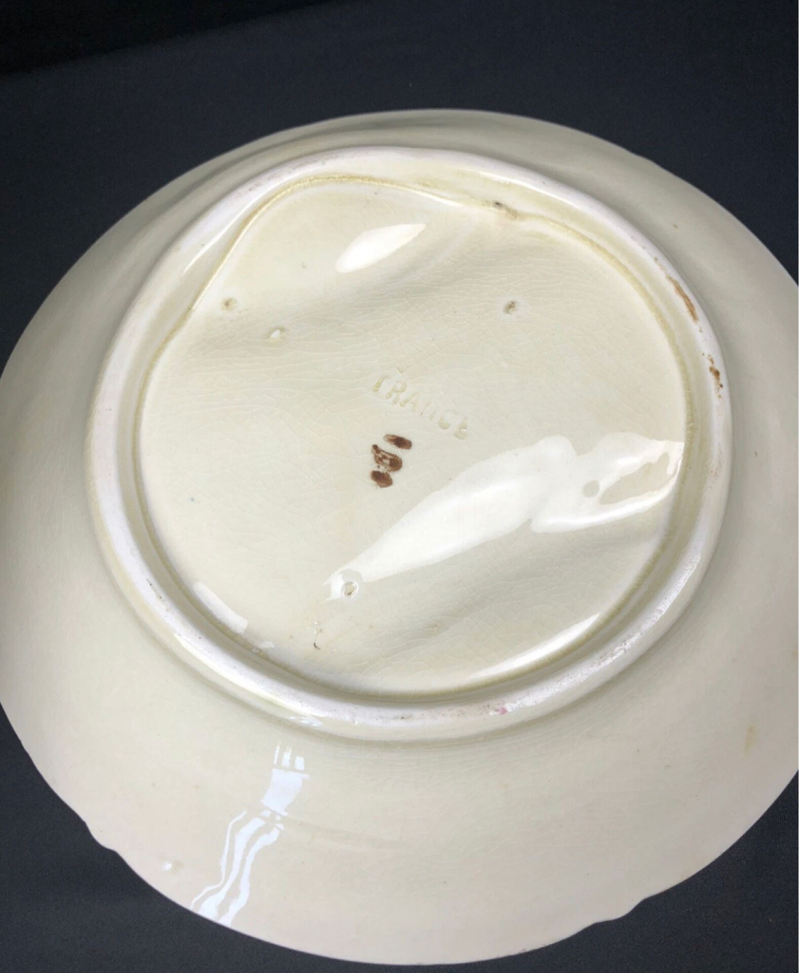 Set of 6 vintage Barbotine asparagus plates