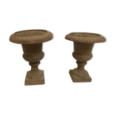 Paire de vases Médicis en fonte patine Rouille
