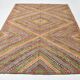 Tapis Kilim vintage vert et orange 7x9, 203x263 cm