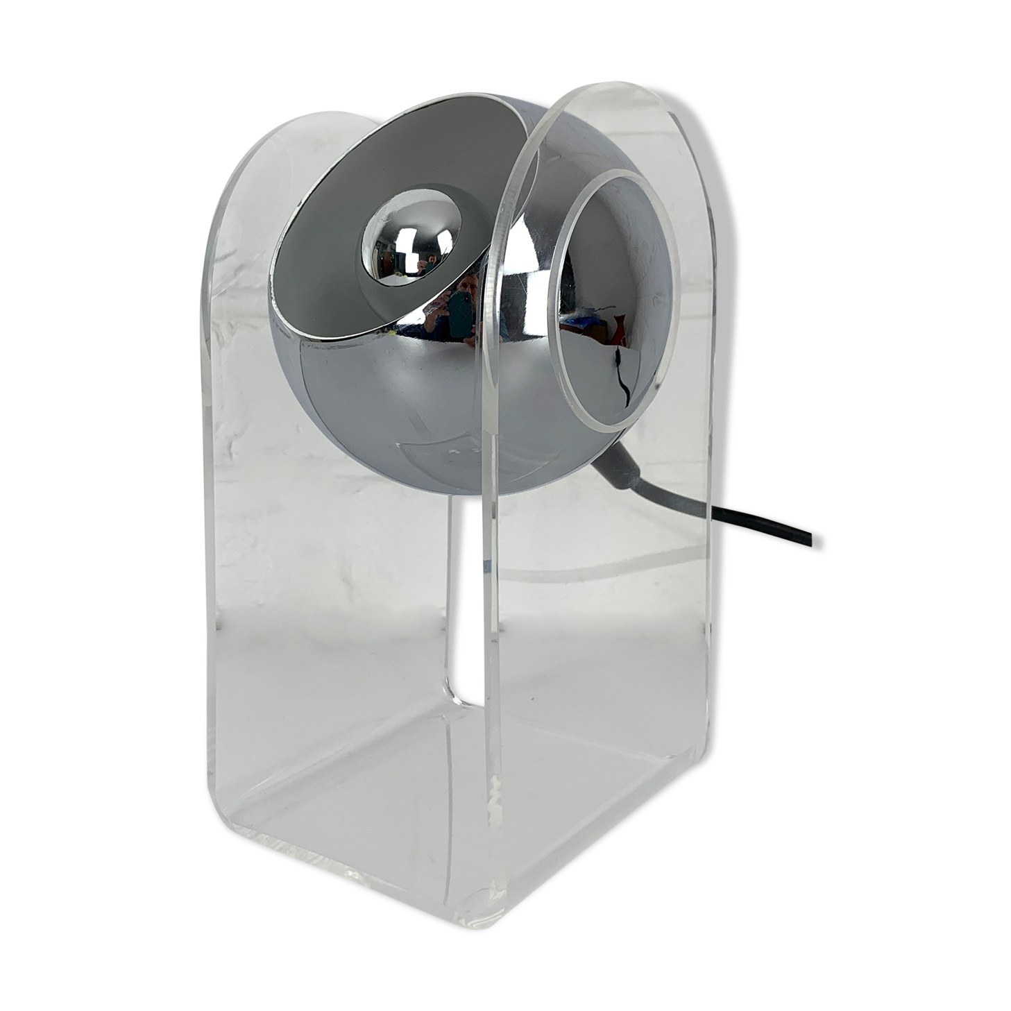 Table lamp space age sphere chrome plexiglass, 1960/1670