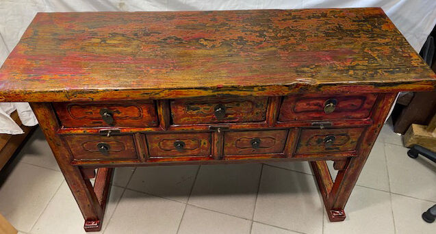 Console chinoise époque XIX siecle ormeau massif laque de chine
