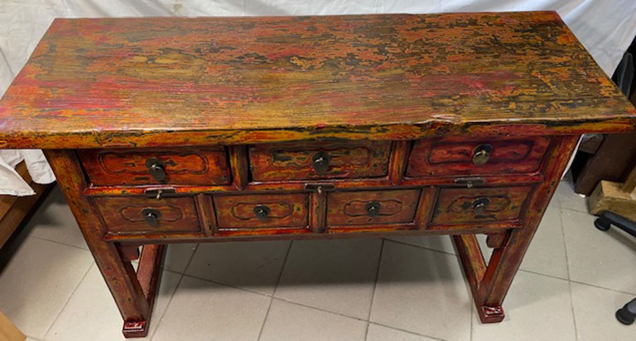 Console chinoise époque XIX siecle ormeau massif laque de chine