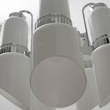 Vistosi Midcentury Italian Murano Glass and Steel "Incamiciato" Chandelier