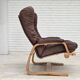 1970s, Scandinavian adjustable armchair, furniture leather, bentwood.