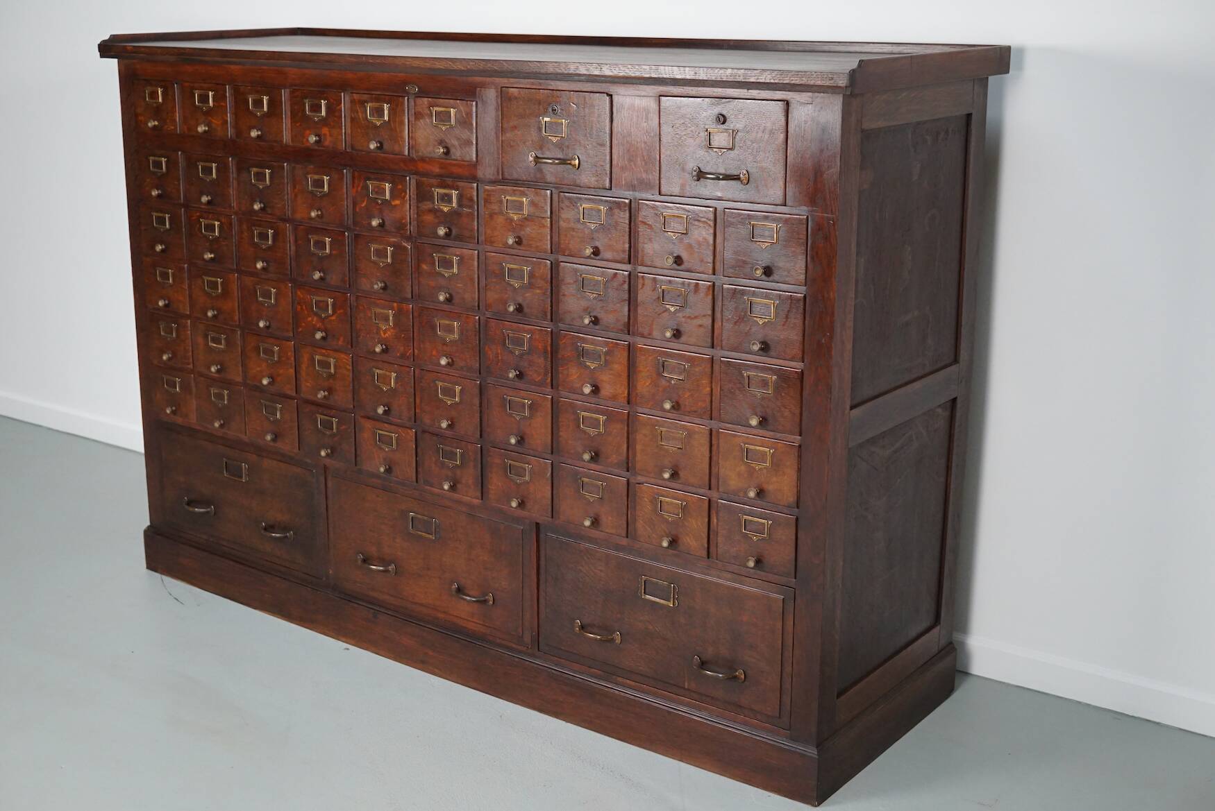 Large French oak notary apothecary cabinet / filing cabinet, 1920/30s