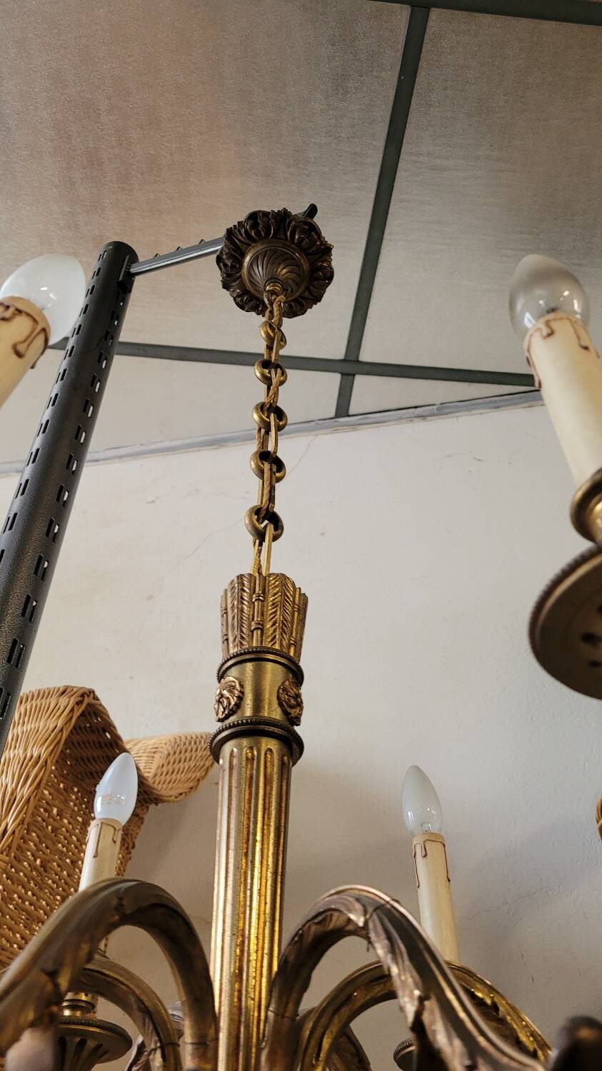 Louis xvi style gilt bronze chandelier - 6 lights