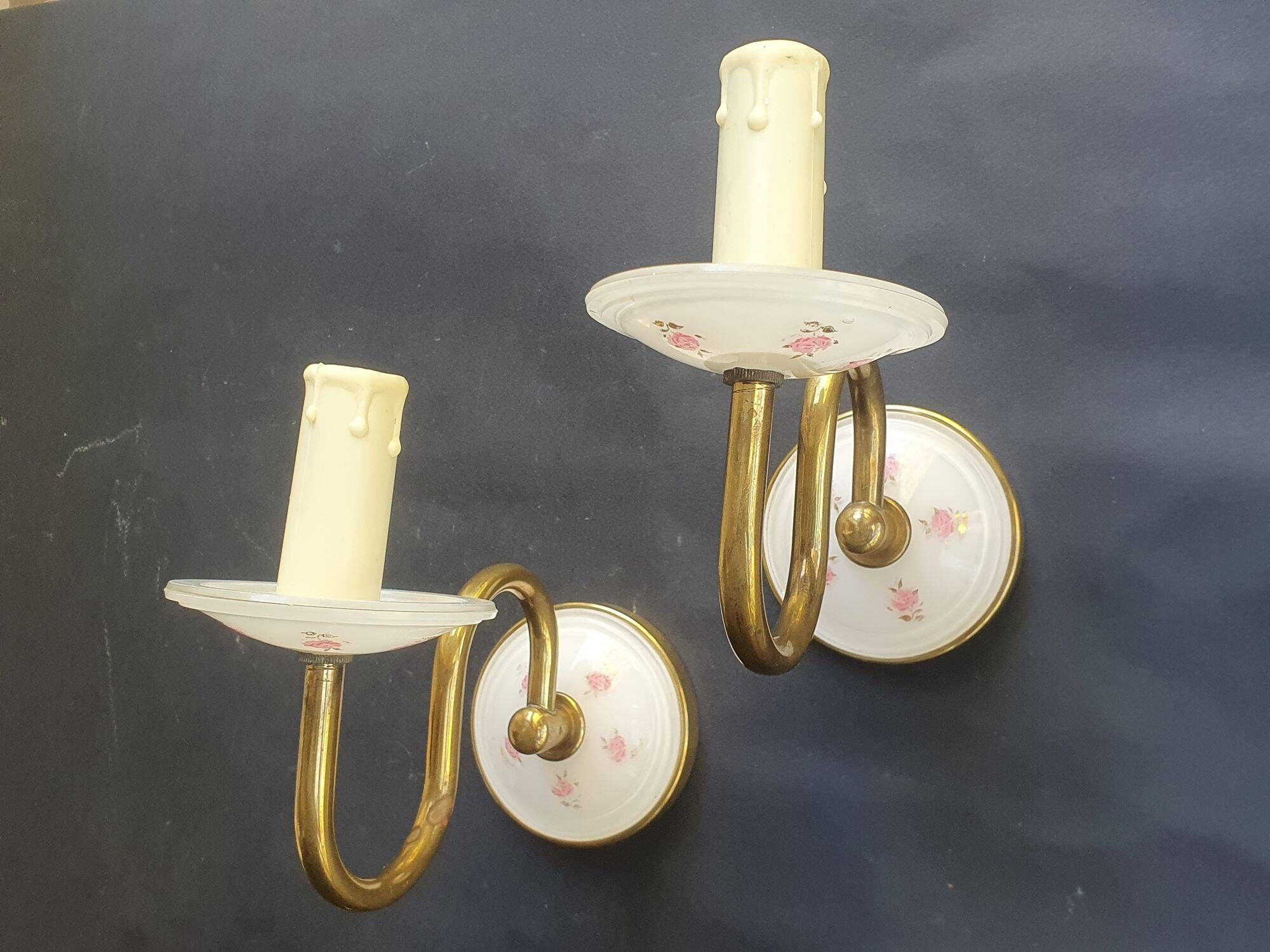 Pair of vintage wall candle holders