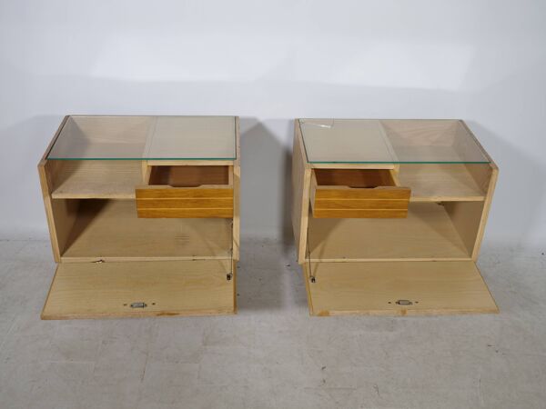 Tables de chevet vintage design des années 50 avec pieds en métal, ensemble de 2, années 1960