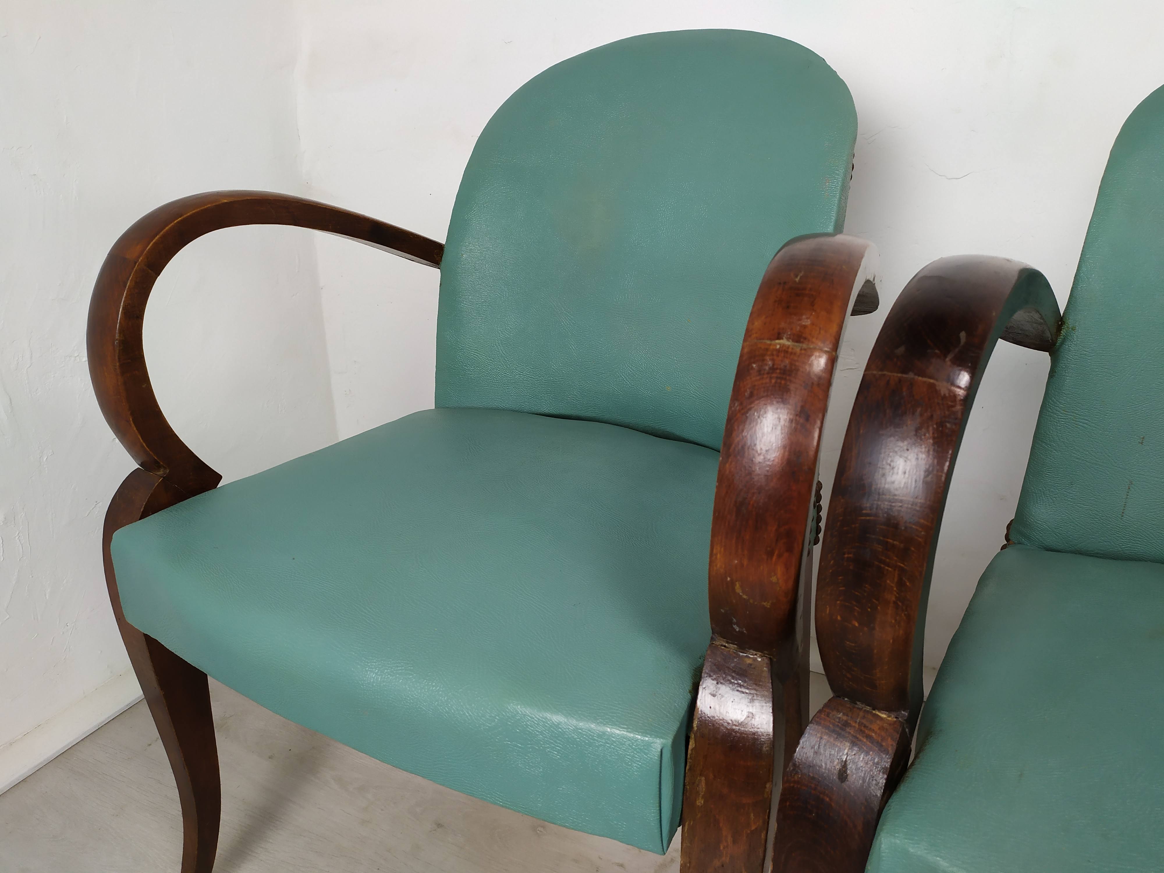 5 art deco bridge armchairs