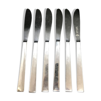 Box of 6 English silver metal knives