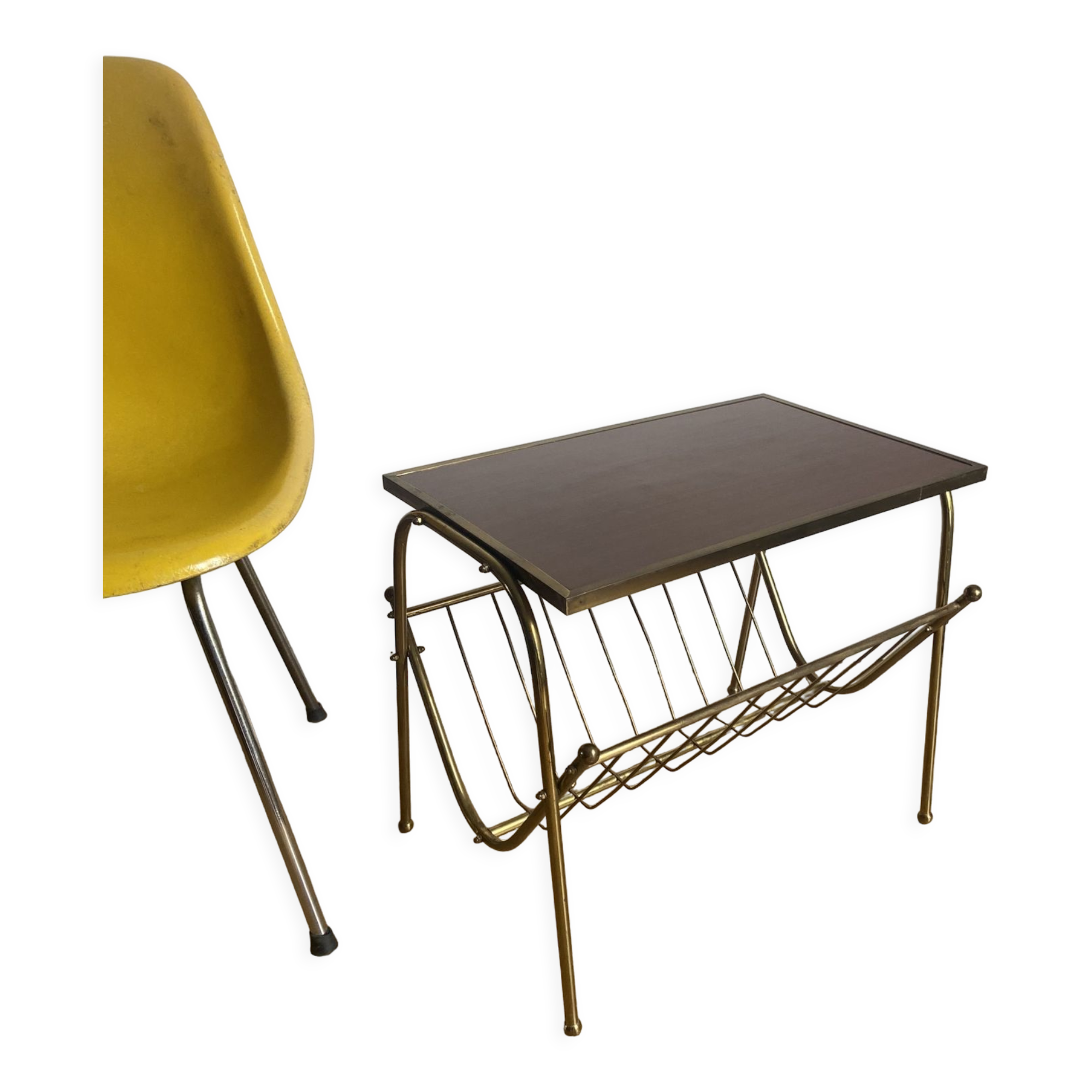 End of vintage magazine rack sofa